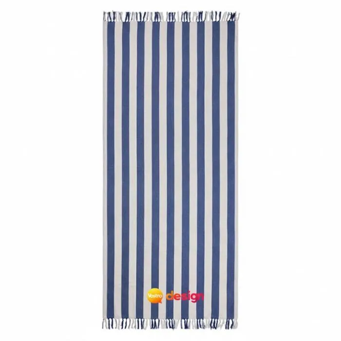 Telo da mare personalizzato in stile hammam a righe bicolori con frange