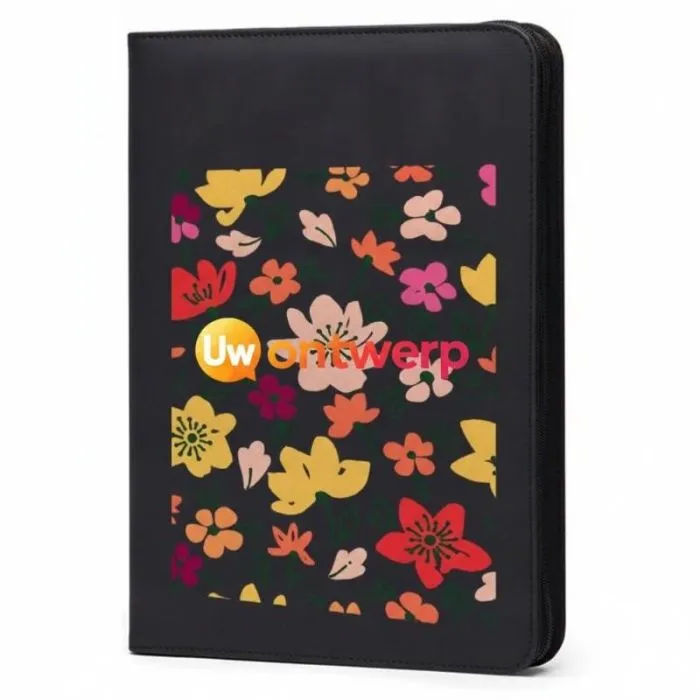 Gepersonaliseerde A4-documententas van gerecycled polyester en mat PU, met notitieblok