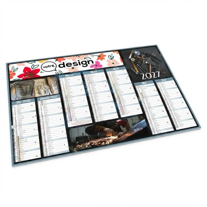 Calendrier bancaire illustré personnalisable - Thème artisanat