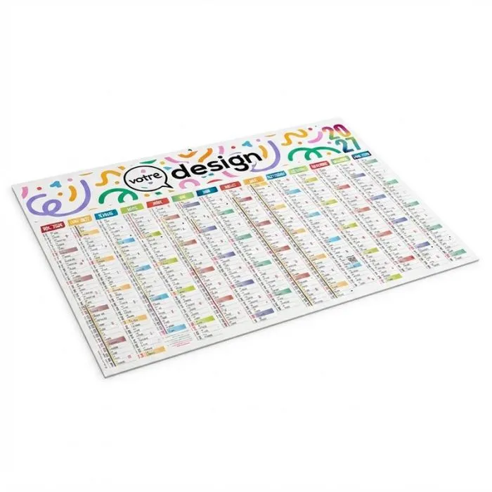 Calendrier bancaire 12 mois personnalisable taille Mini