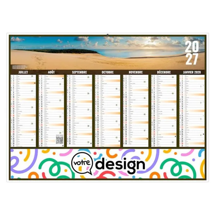 Calendrier bancaire personnalisable taille Mini - Aquitaine