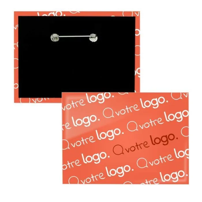 Badge rectangle publicitaire - 90x65mm