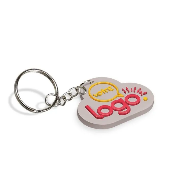 Porte-clés sur mesure en PVC souple 2D - de 41 à 50mm
