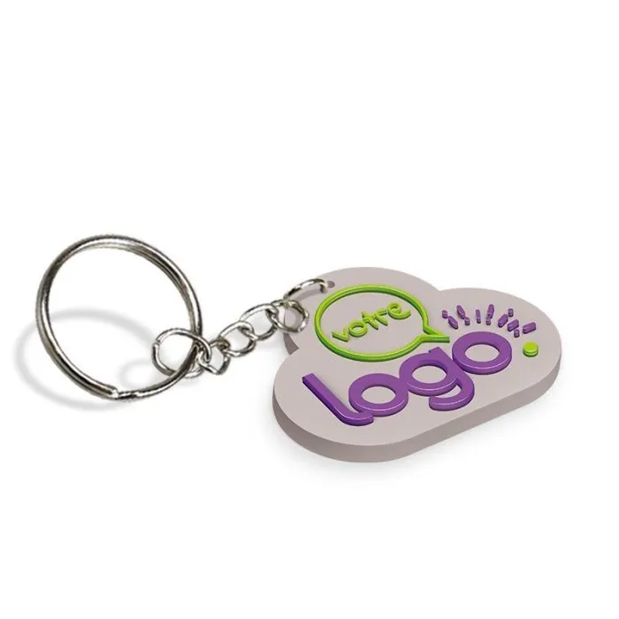 Porte-clés publicitaire en PVC souple 2D - de 51 à 60mm
