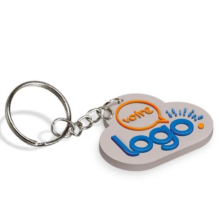 Porte-clés sur mesure en PVC souple 2D - de 61 à 70mm