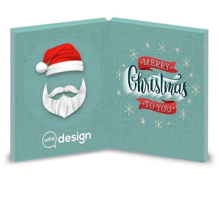 Calendrier de l'avent livret personnalisé avec assortiments de chocolats ®Le Petit Carré