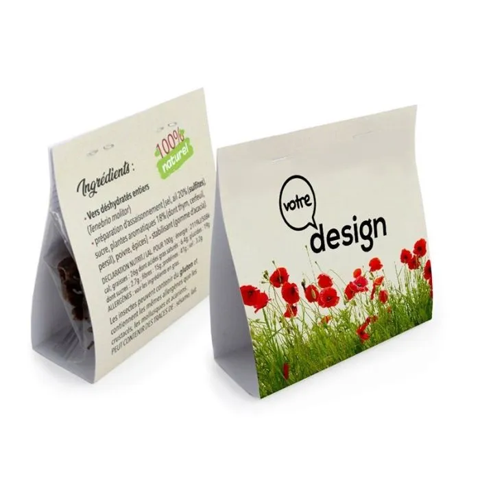 Insectes apéritifs en sachet avec cavalier personnalisé