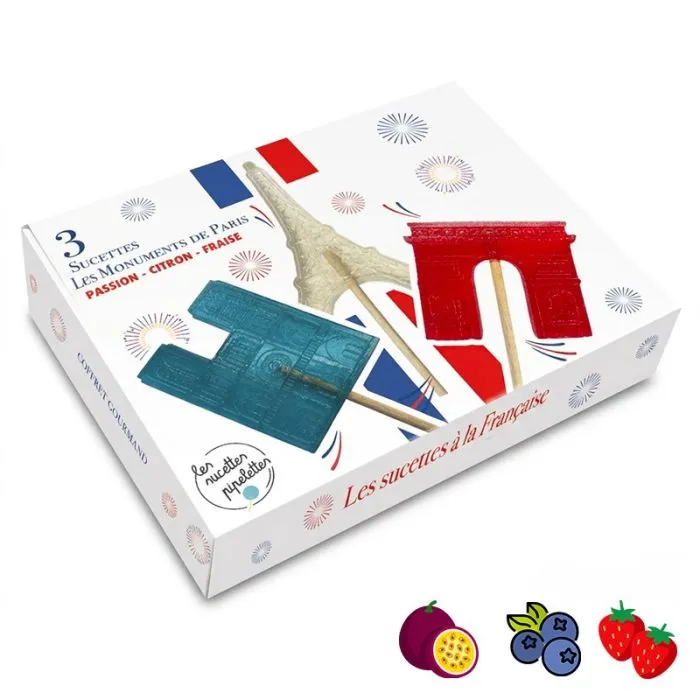 Coffret de sucettes en forme de Monuments Parisiens made in France