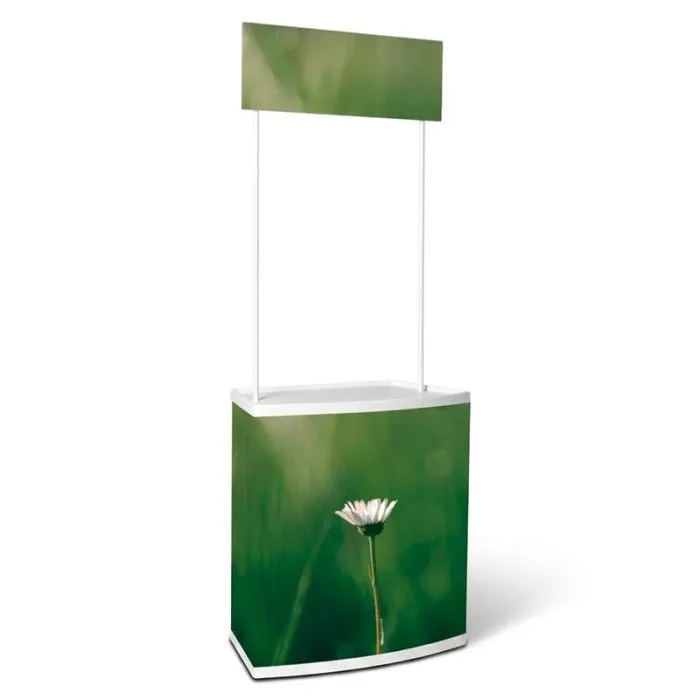Comptoir promotionnel 2 m avec panneau d'affichage personnalisable