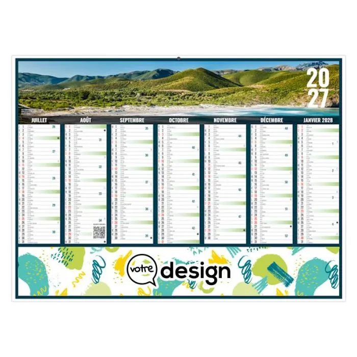 Calendrier bancaire personnalisable illustré - Thème Corse