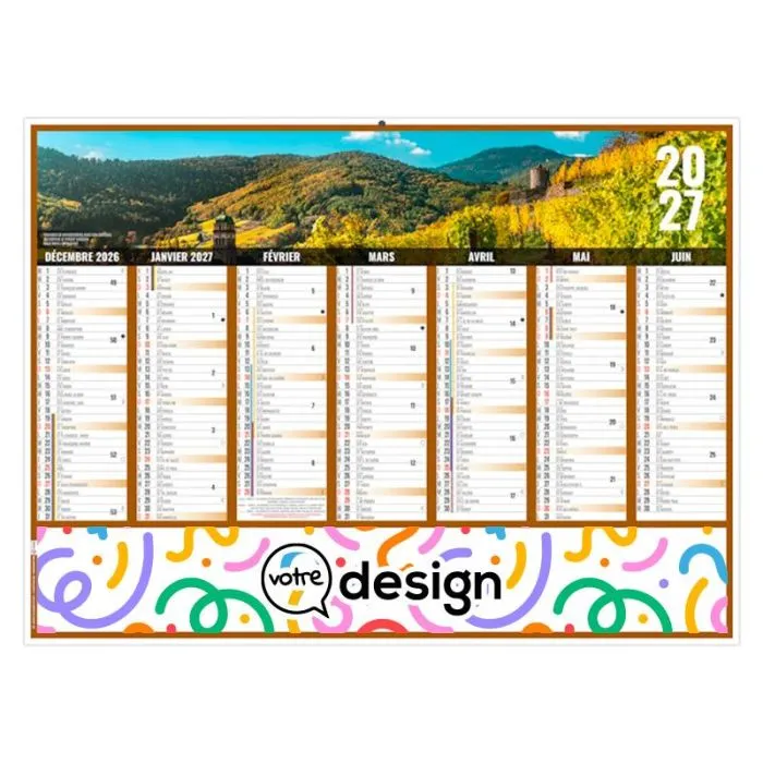 Calendrier bancaire mini personnalisable - Thème Grand-Est