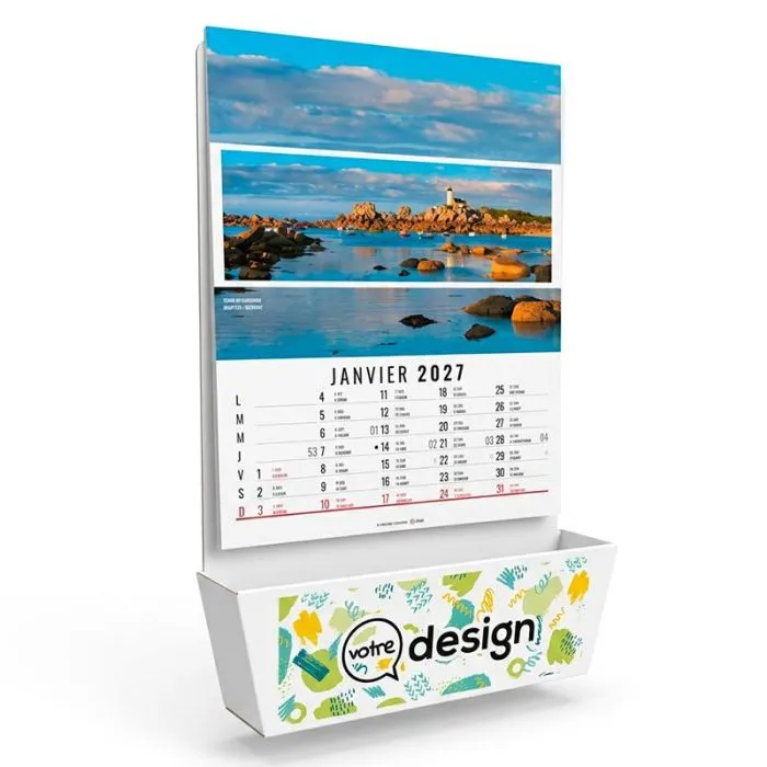 Calendrier personnalisable 12 feuillets avec vide-poche - Paysages de France
