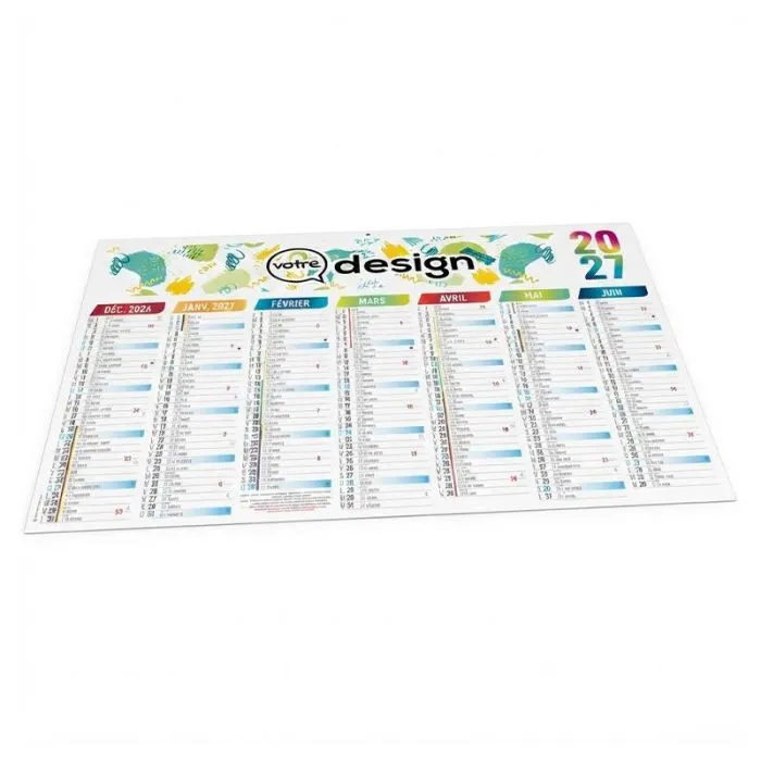 Calendrier bancaire personnalisable taille Mini - Multicolore