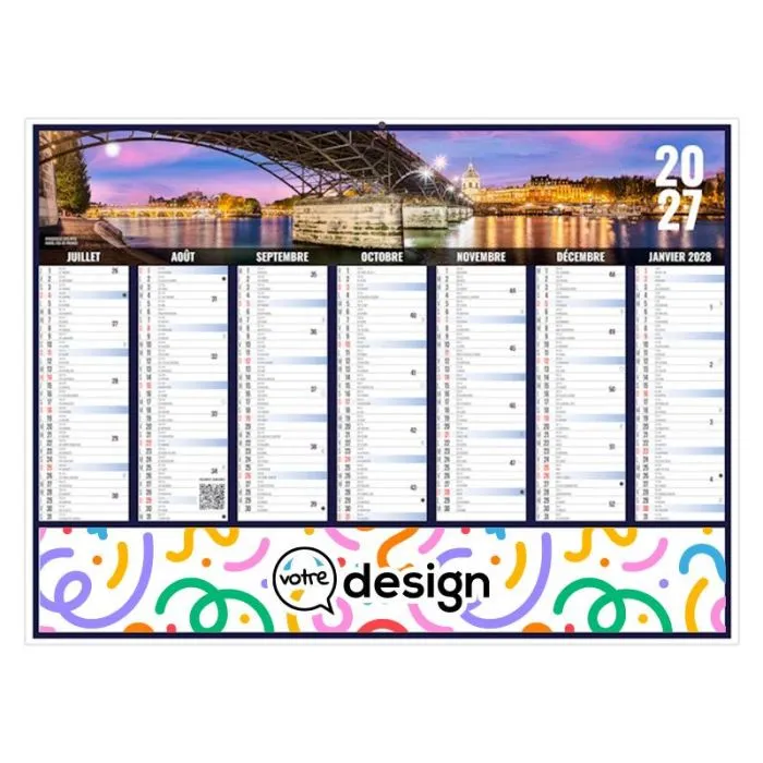 Calendrier bancaire illustré Standard - Thème Paris