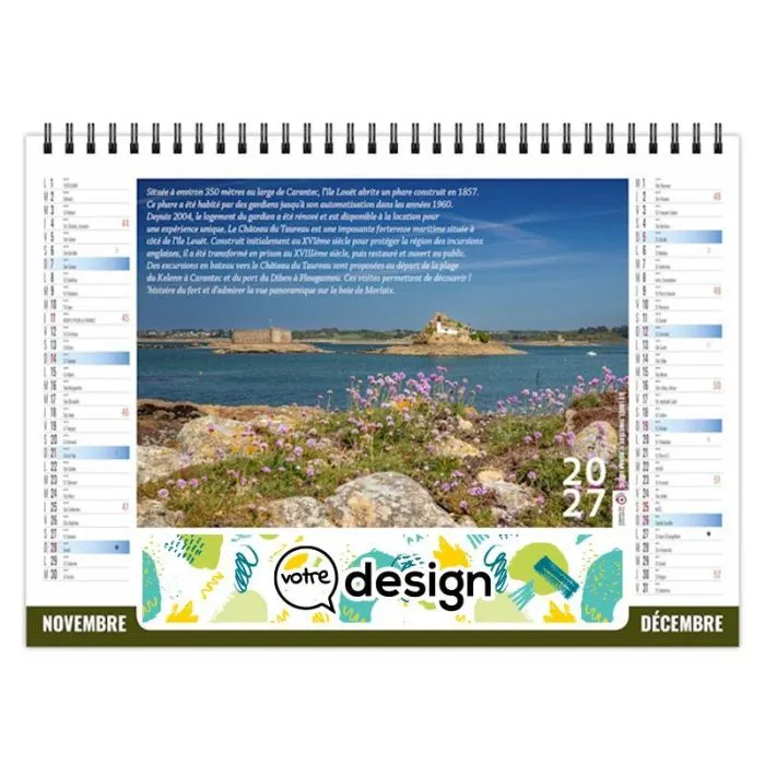 Calendrier chevalet personnalisable 7 feuillets - Bretagne 