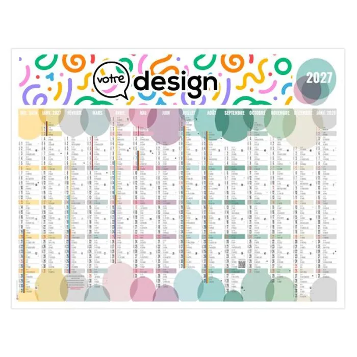 Calendrier 14 mois personnalisable contrecollé - Medium 