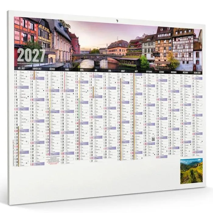 Calendrier bancaire illustré 14 mois personnalisable - Thème Alsace