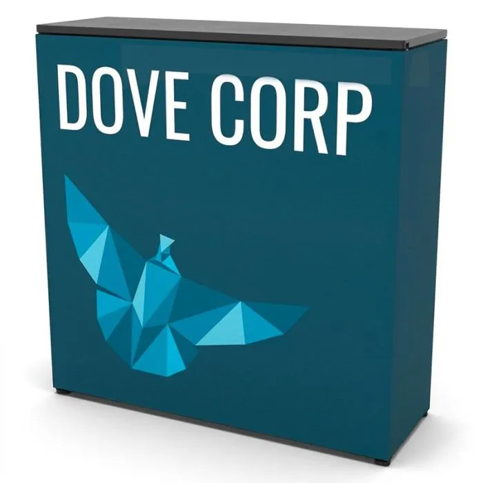 Comptoir FlexFrame aluminium avec visuel enveloppant personnalisable