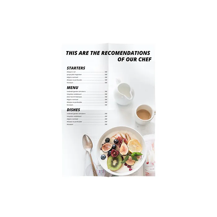 Compact, op maat gemaakt menu met kruisvouw