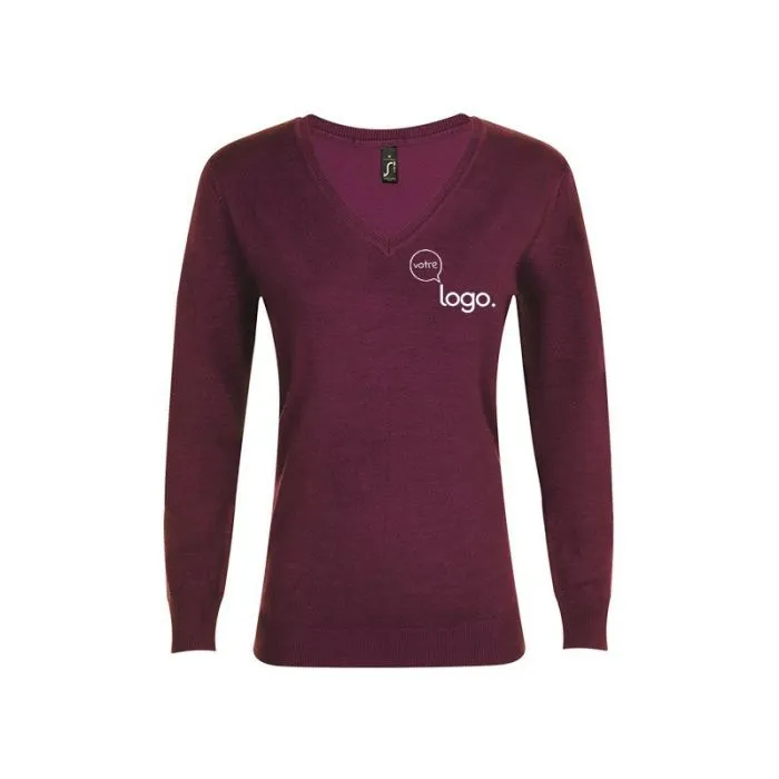 Pull col V femme personnalisé GLORY