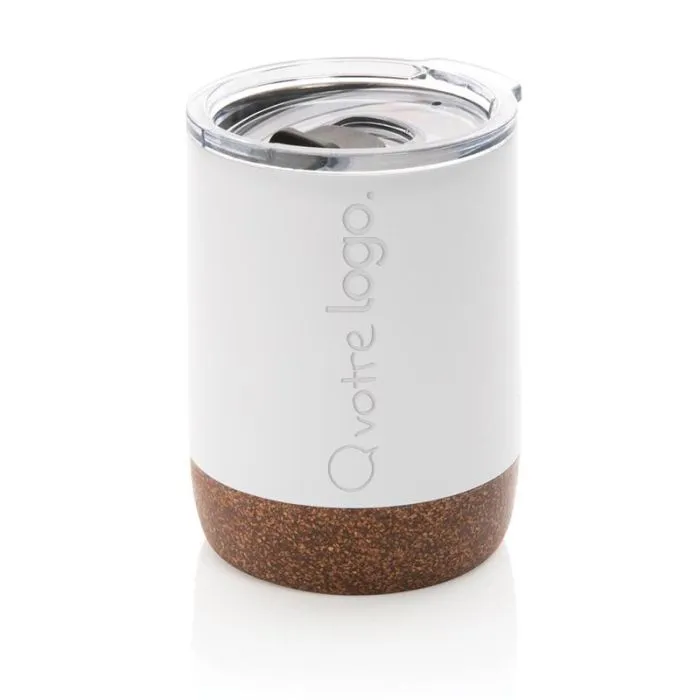 Petite tasse à café publicitaire en liège et acier recyclé 180ml