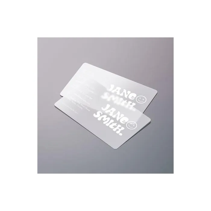 Gepersonaliseerd visitekaartje van transparant PVC