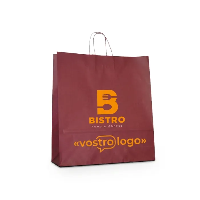Borsa in carta kraft personalizzata con manici intrecciati