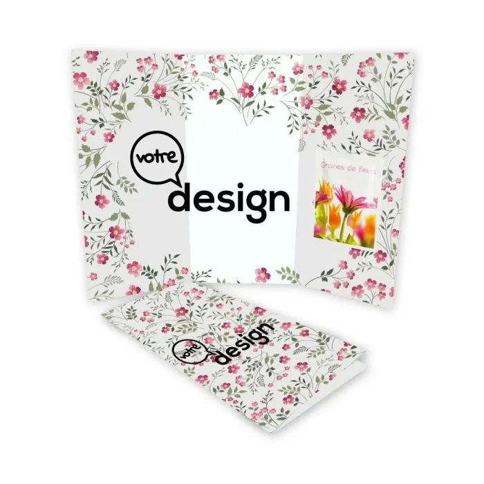 Carte 3 volets personnalisée avec sachet de graines