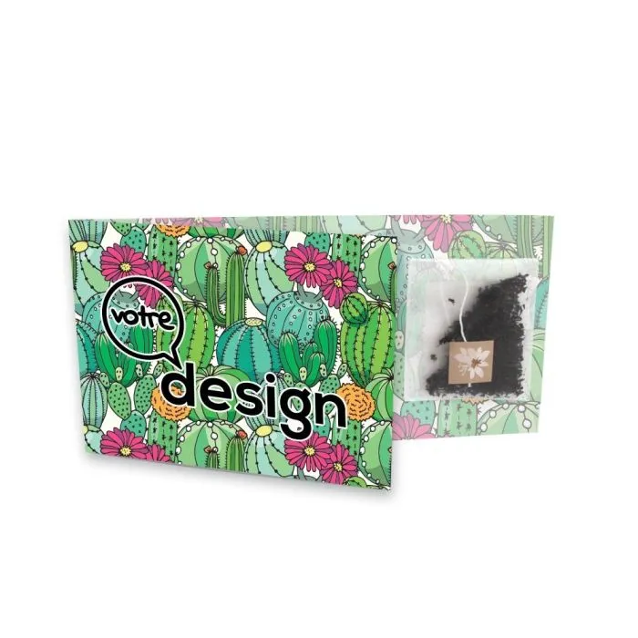 Carte avec sachet de thé personnalisé