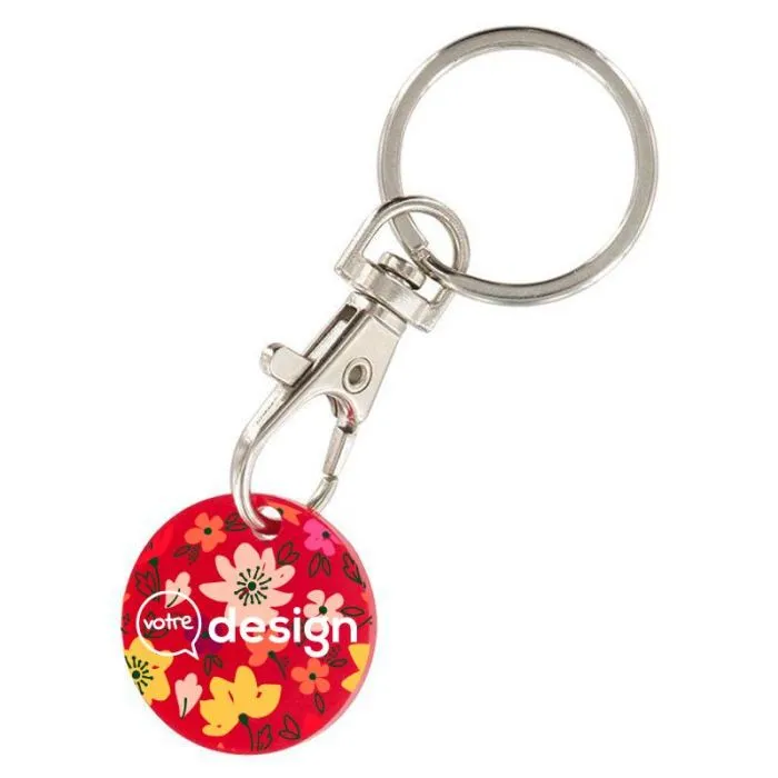 Jeton avec trou personnalisé format 1 euro avec porte-clé
