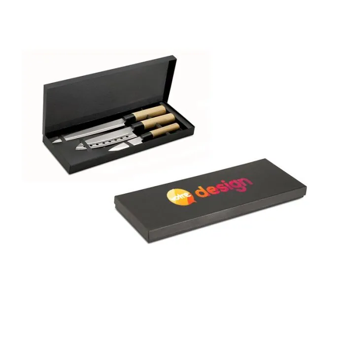 Set publicitaire de 3 couteaux style japonais - TAKI