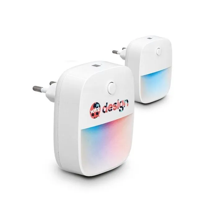 Lampe veilleuse automatique et chargeur 2 USB personnalisé