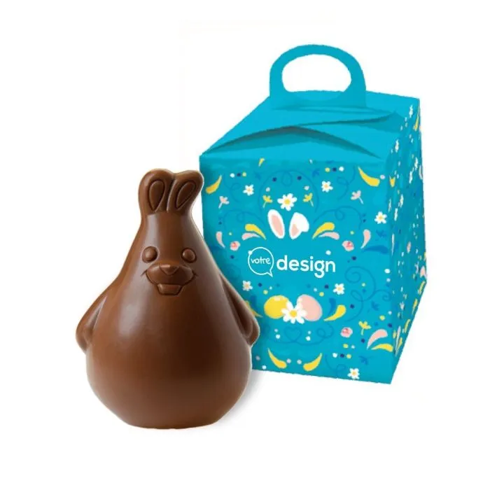 Lapin de Pâques en chocolat dans sa boite personnalisé ®Le Petit Carré