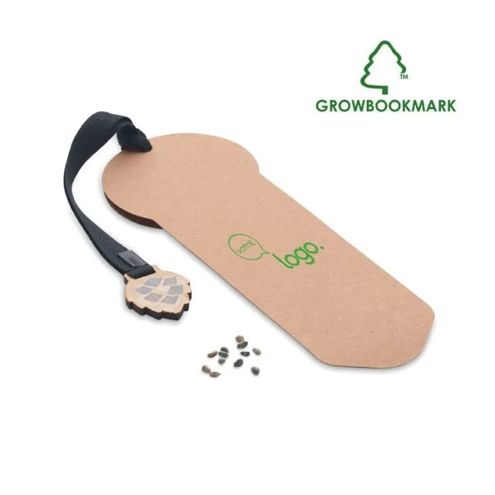 Marque page publicitaire avec graine de pin - GROWBOOKMARK™