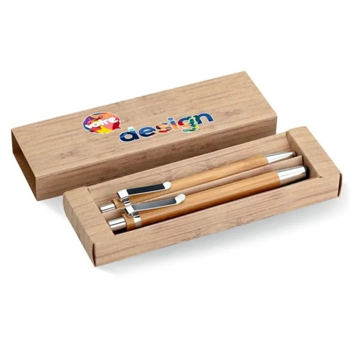 Coffret stylo et crayon publicitaire en bam BAMBOOSET