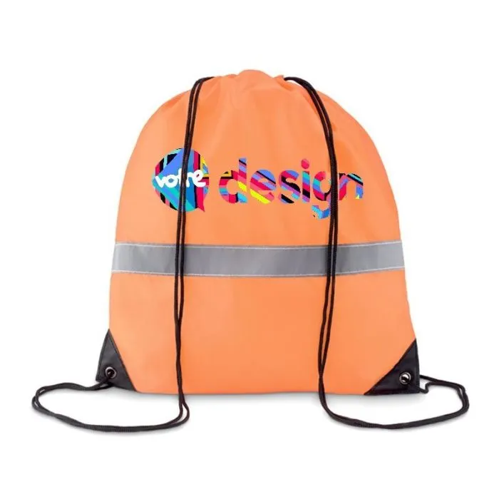 Sac à cordons publicitaire avec bandes réfl STRIPE