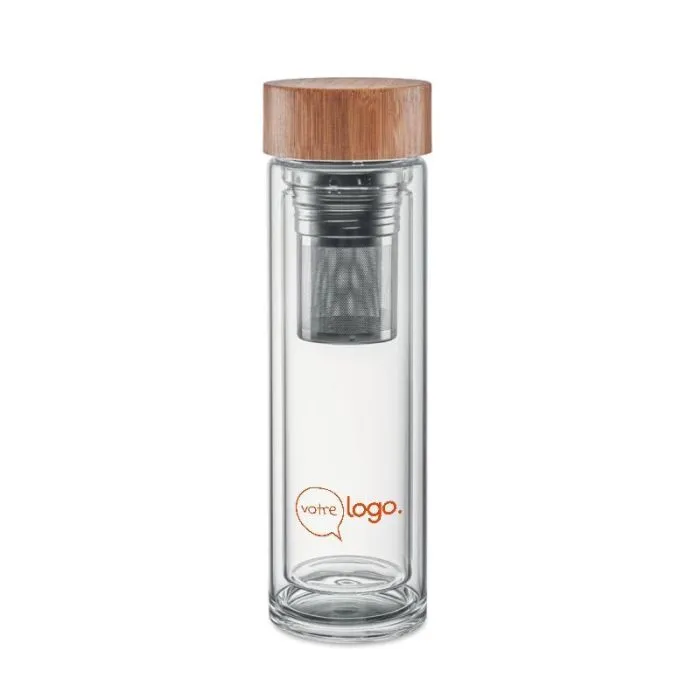 Gourde double paroi publicitaire verre 420ml BATUMI GLASS