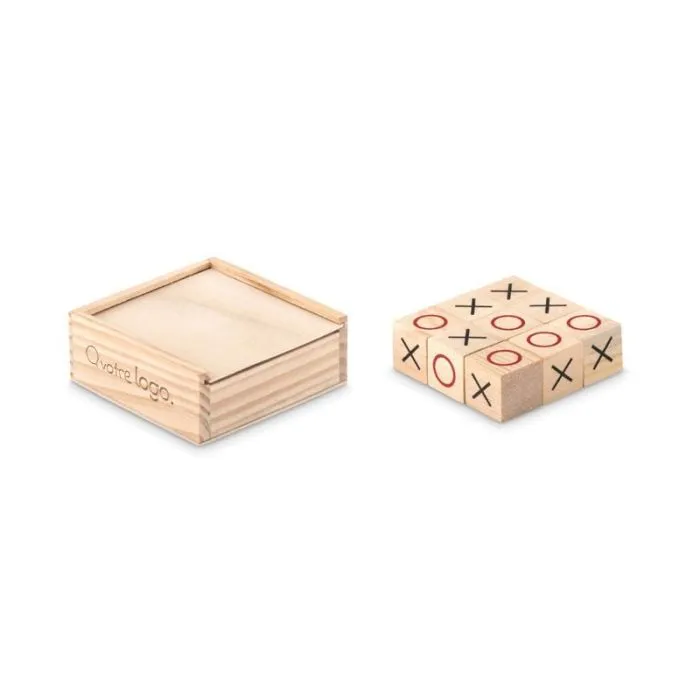 Jeu de morpion publicitaire en bois TIC TAC TOE