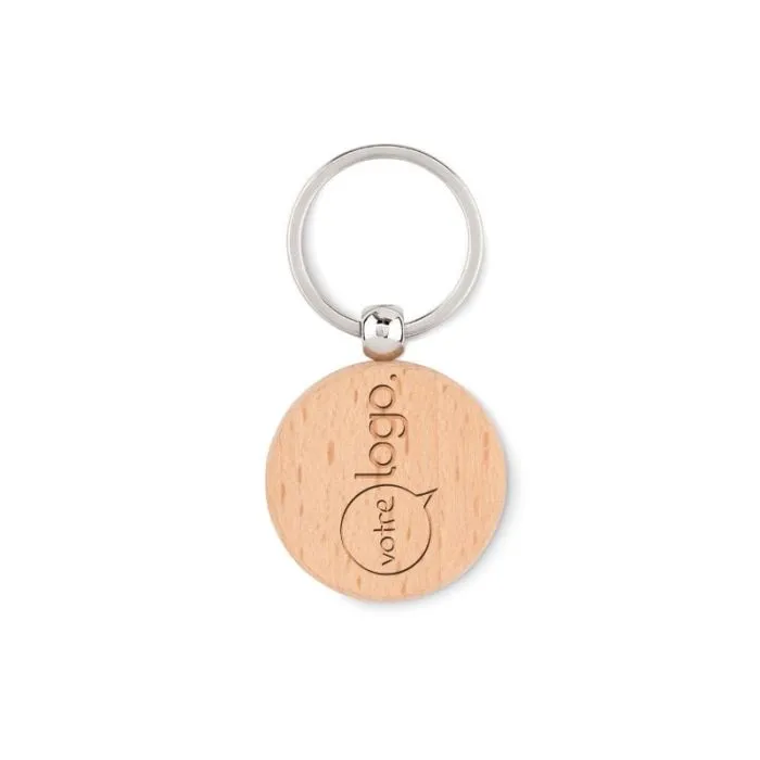Porte-clés personnalisé rond en bois TOTY WOOD