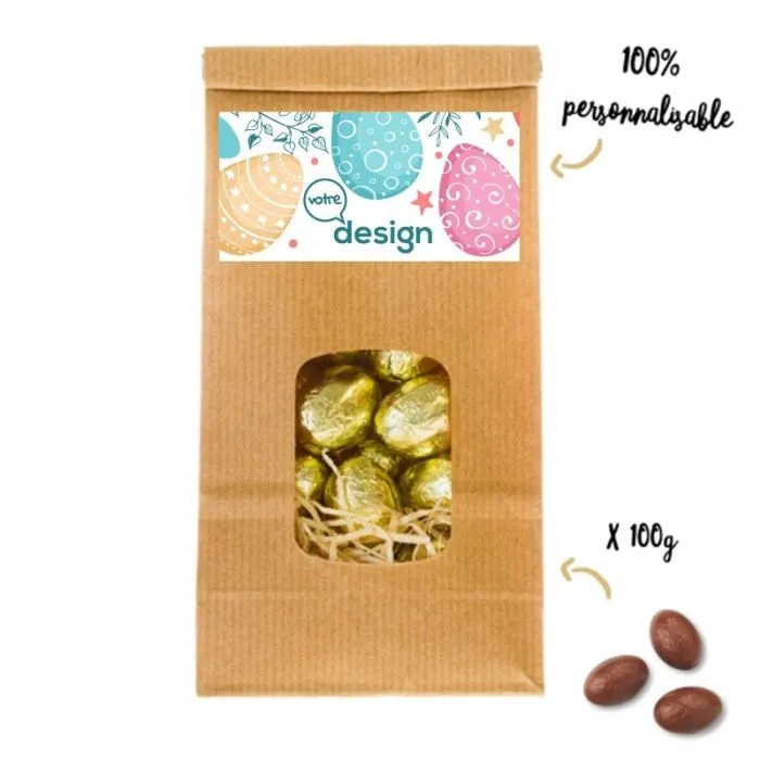 Sachet d'oeufs de Pâques au chocolat personnalisé ®Le Petit Carré
