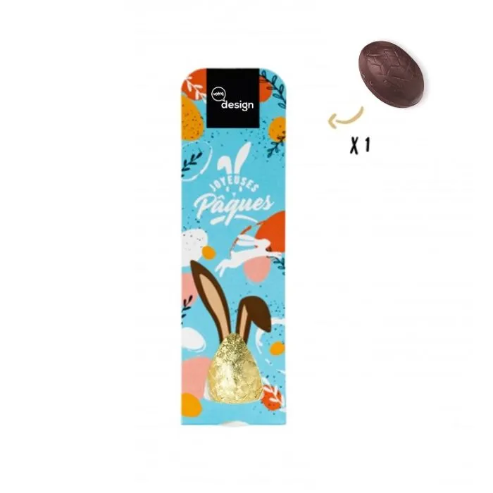 Pochette pré personnalisée avec un oeuf en chocolat ®Le petit carré
