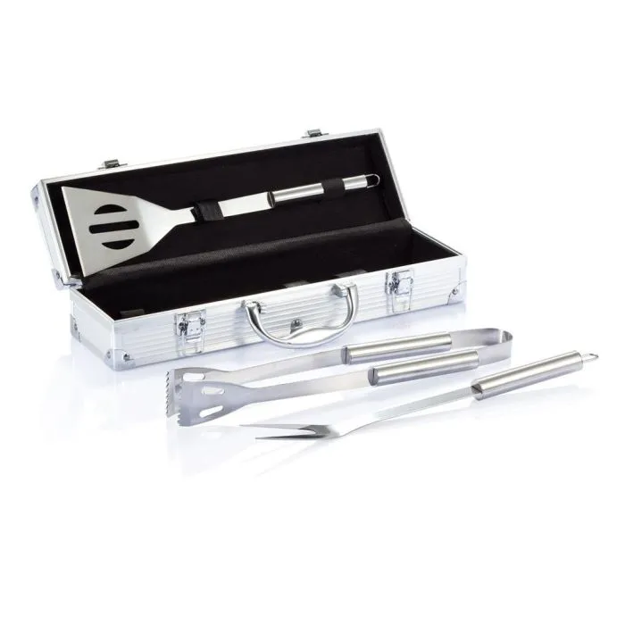 Set publicitaire de 3 pcs pour barbecue en coffret aluminium