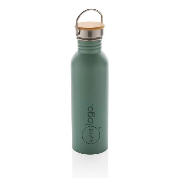 Gourde en acier personnalisable inoxydable avec couvercle en bambou