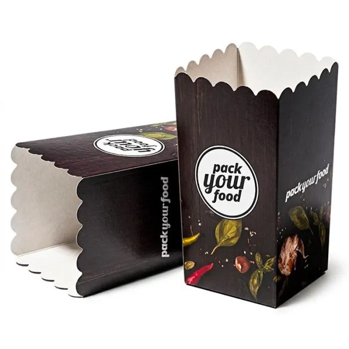 Boîte à popcorn avec fond emboîtable 9,9 x 9,9 x 19,6 cm personnalisable