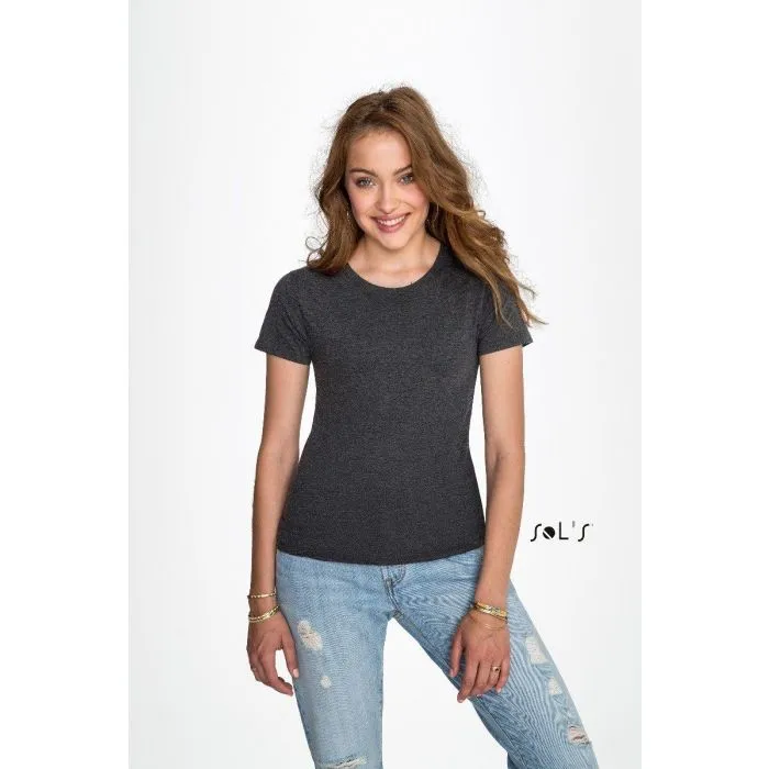Gepersonaliseerd, nauwsluitend dames-T-shirt met ronde hals, REGENT FIT