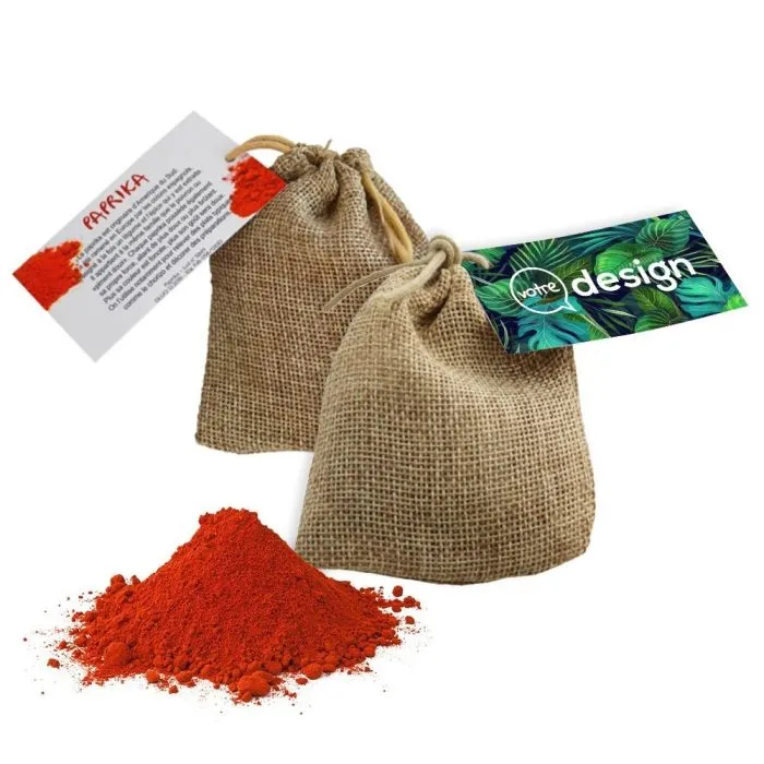 Pochon d'épices Bio en toile de jute personnalisé