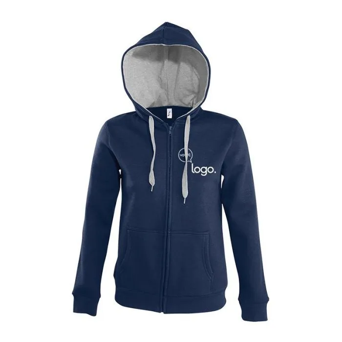 Veste zippée femme bicolore à capuche doublée contrastée personnalisée SOUL