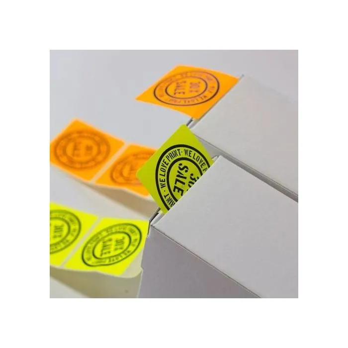 Reclame-stickers in fluorescerende kleuren