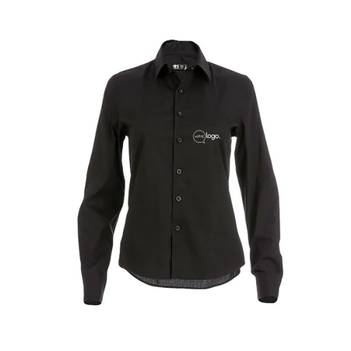 Chemise personnalisée manches longues femme PARIS WOMEN - Noir
