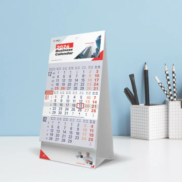 Gepersonaliseerde bureaukalender voor 3 maanden